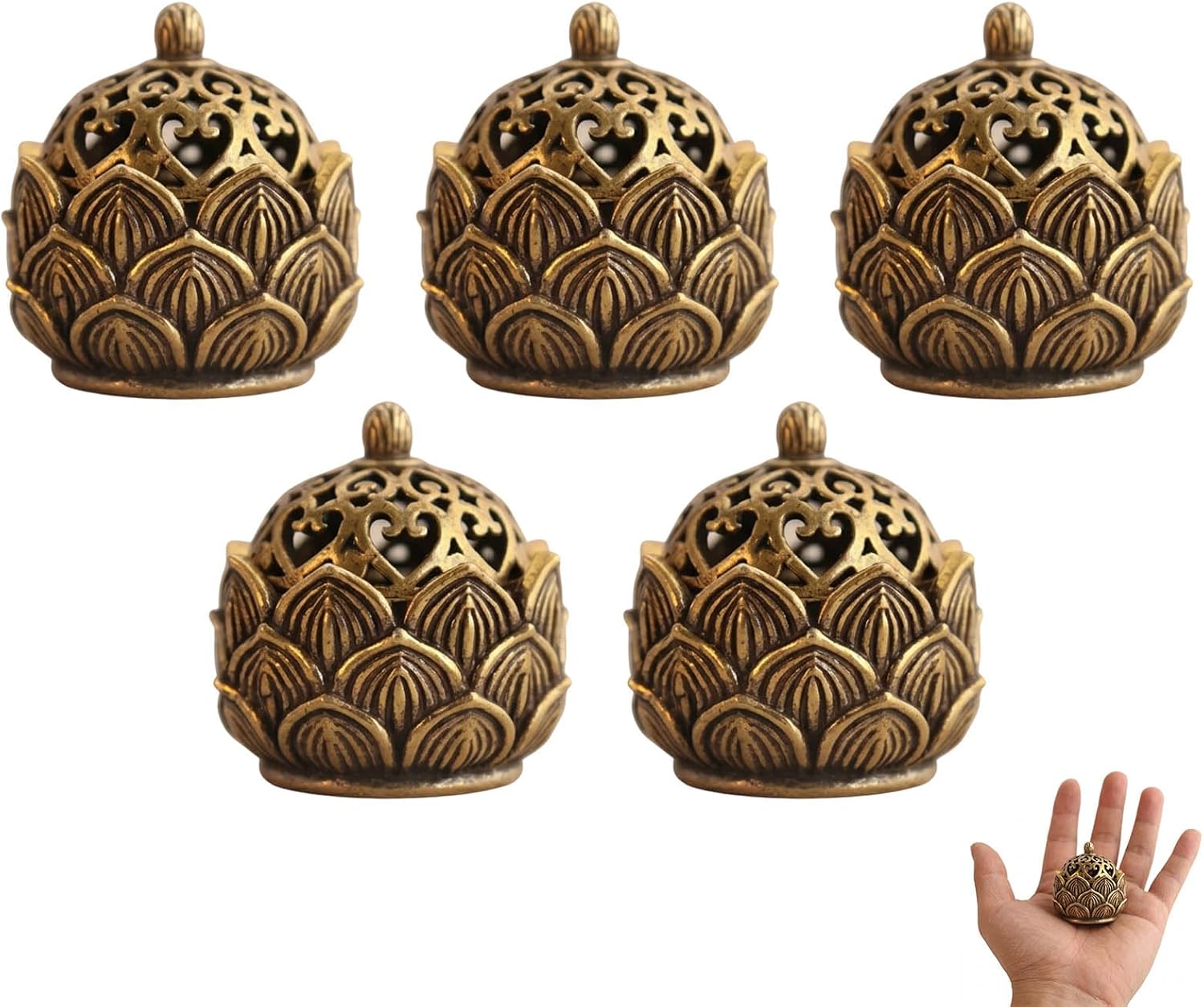 5Pcs Incense Cone Holder, Cone Incense Burner with Mini Hollow-Out Designs, Material for Home Meditation and Aromatherapy, Compact Size for Easy Placement