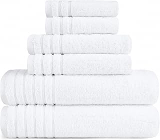 BW Luxe Home - 100% Soft Turkish Cotton 6 Piece White Towel Set (2 Bath, 2 Hand, 2 Wash). 600 GSM, Combed Natural Yarn for Fast Drying & Excellent Absorption. Hotel & Spa Luxury Quality.