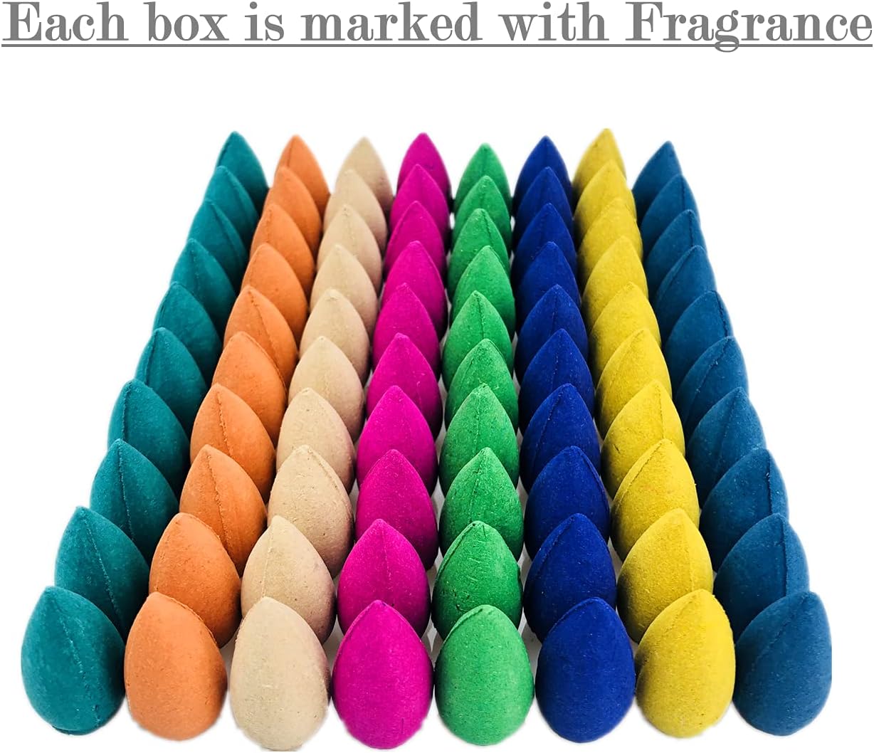 80 Pcs Backflow Incense Cones 8 Mixed Natural Scents Sandalwood Rose Green Tea Lavender Osmanthus Jasmine Ocean Apple (Incense Cones)
