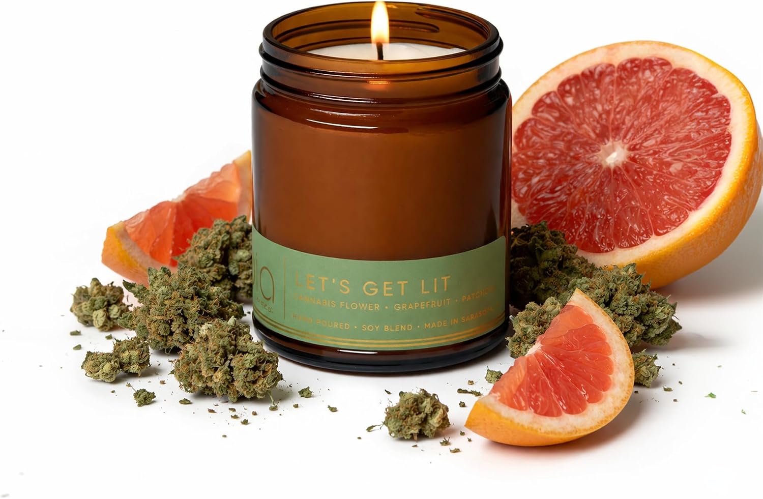 Let's Get Lit, Patchouli Musk Soy Candle, Grapefruit Passion Fruit Black Pepper, Perfume-Inspired, High Fragrance Load, Lead-Free Wick, Reusable Glass Jar, 7 oz