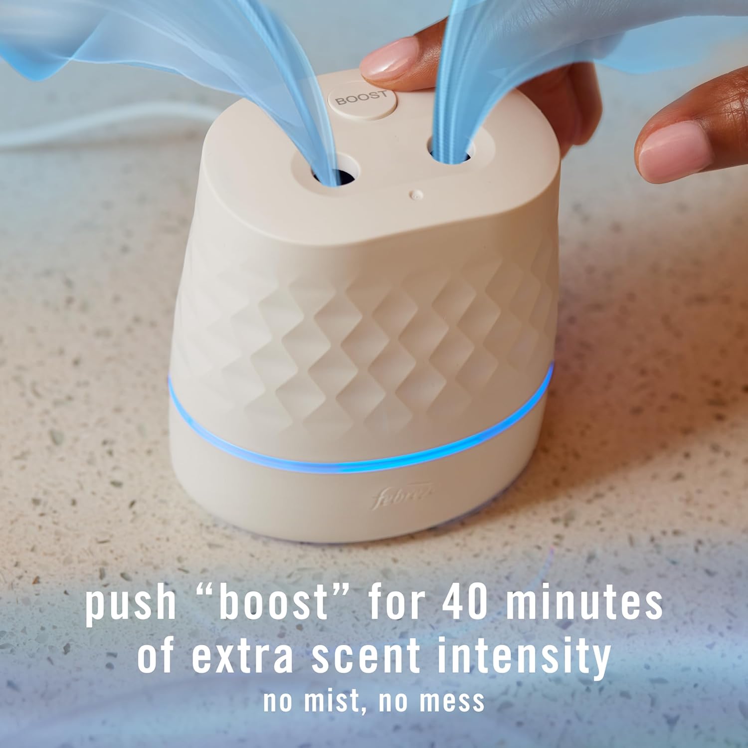 Febreze Plug Scent Booster Starter Kit, Oil Diffuser, Air Freshener Plug in, Continuous Scent Device + 2 Downy Calm Refills