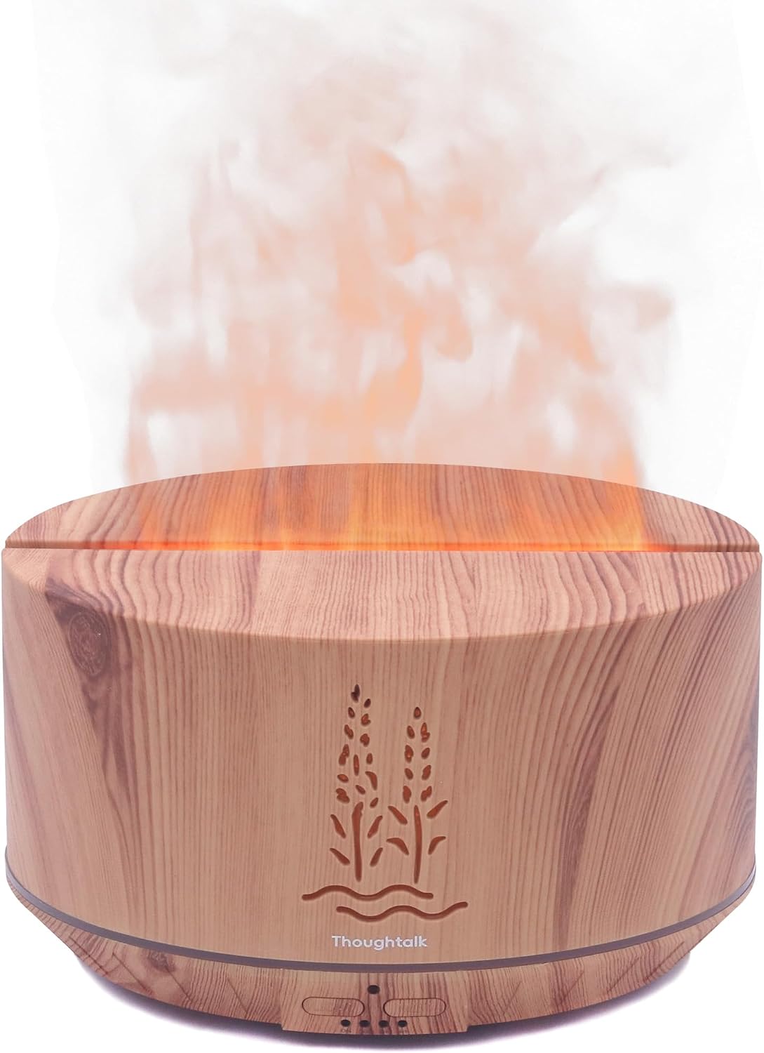 500ML Flame Oil Diffuser Wood Grain Cold Mist Ultrasonic Aroma Humidifier