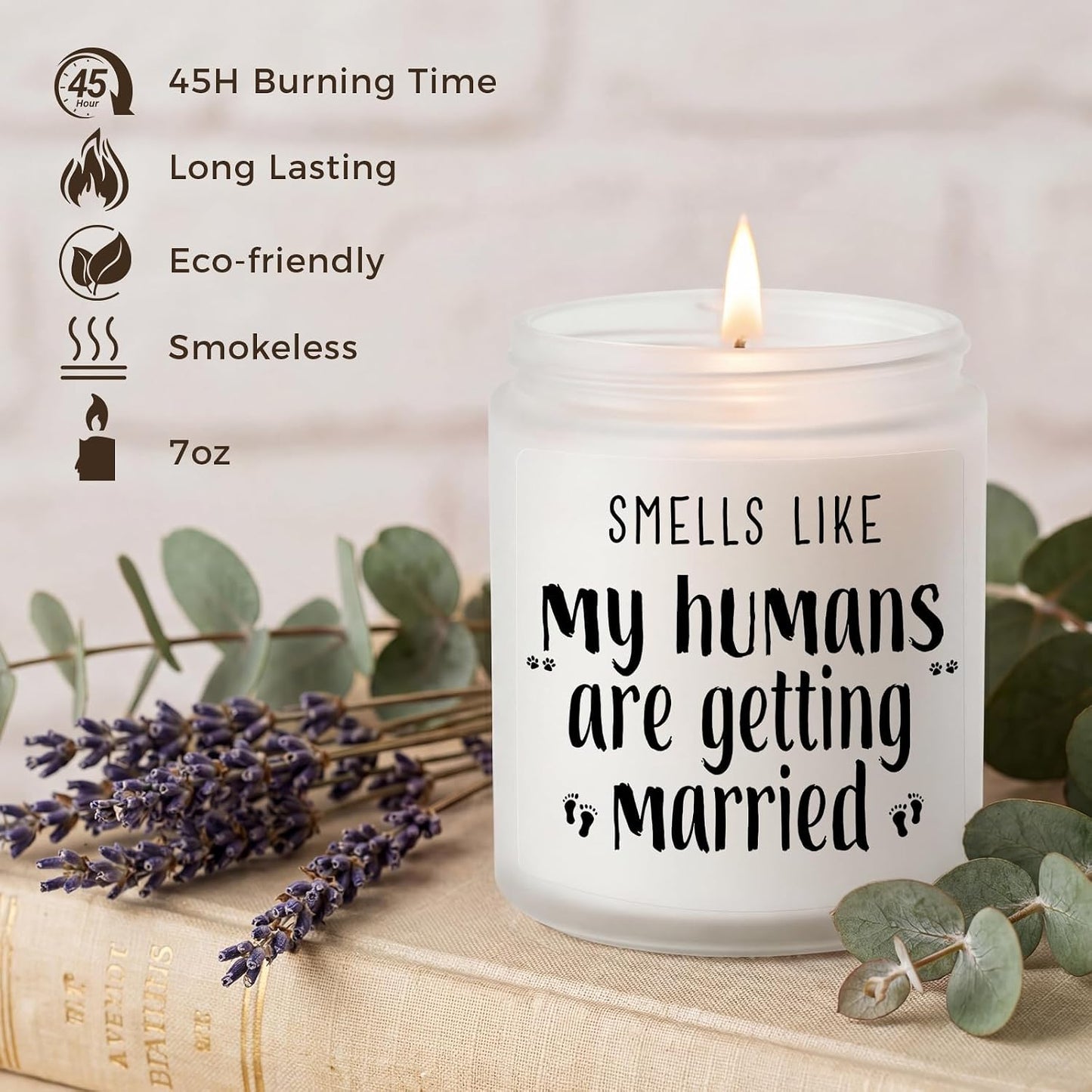 MULCHUM Lavender Scented Soy Candle for Pet Lover Wedding Gifts, Natural Soy Wax Jar Candle, Bridal Shower Funny Engagement Gift for Women Couples Pet Owners, 7oz 45 Hours Long Lasting Burn