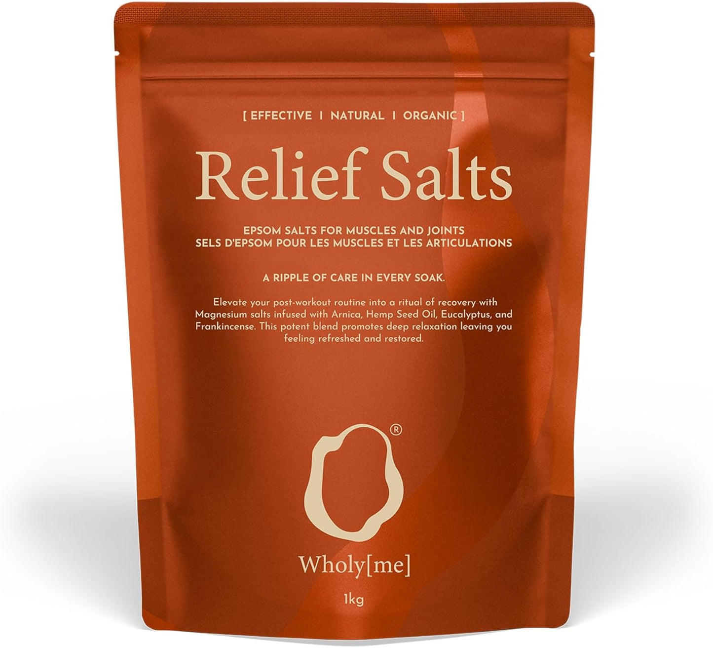 WholyMe Epsom Salt Bath Salts - Natural Bath Soak for Muscle and Joint Recovery with Arnica, Frankincense and Eucalyptus Essential Oil - Great for Post Workout and Relaxation - 35 Ounce (1Kg)