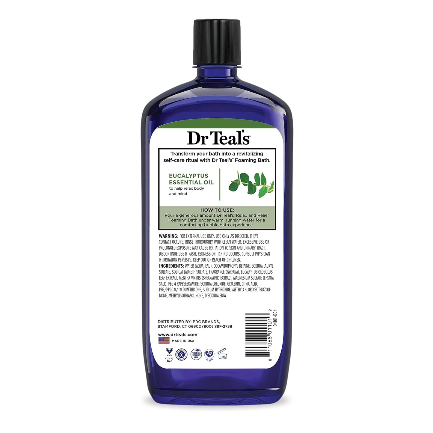 Dr Teal's Foaming Bath with Pure Epsom Salt, Relax & Relief with Eucalyptus & Spearmint, 34 fl oz (Packaging May Vary) (Pack of 2)
