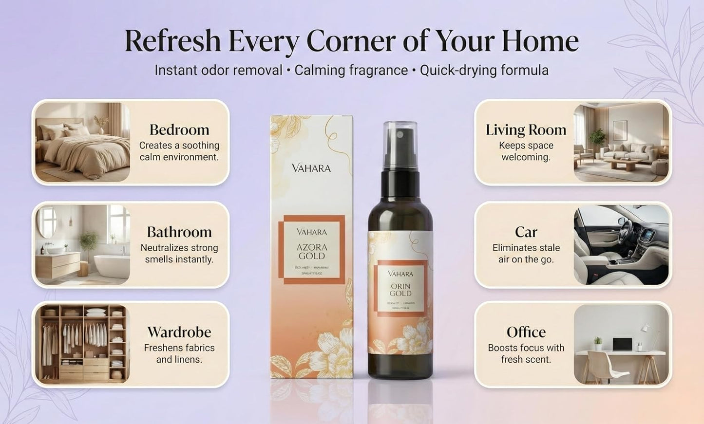 Luxury Linen & Room Spray – Long-Lasting Water-Based Home Fragrance with Essential Oils – Non-Toxic Air Freshener & Natural Odor Eliminator for Bedding & Rooms (3.38 FL OZ, Orin Gold)