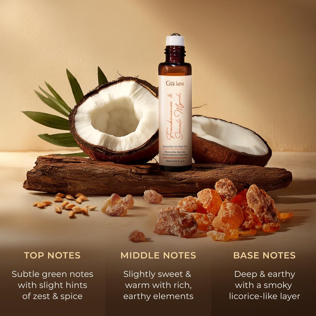 Gya Labs Frankincense and Somali Myrrh Essential Oil Roll on - Frankincense for Face, Myrrh for Skin, Body Ache Comfort, Aromatherapy, Travel Size (0.34 Fl Oz)