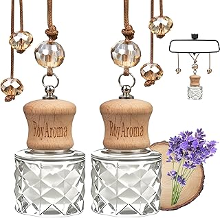 RoyAroma Hanging Car Air Freshener, 2-Pack Car Essential OIl Diftuser, Hanging Air Freshener with Plant-Based Scents, Long Lasting & Non-Toxic for Auto Perfume Odor Eliminator | Invigorating Teakwood
