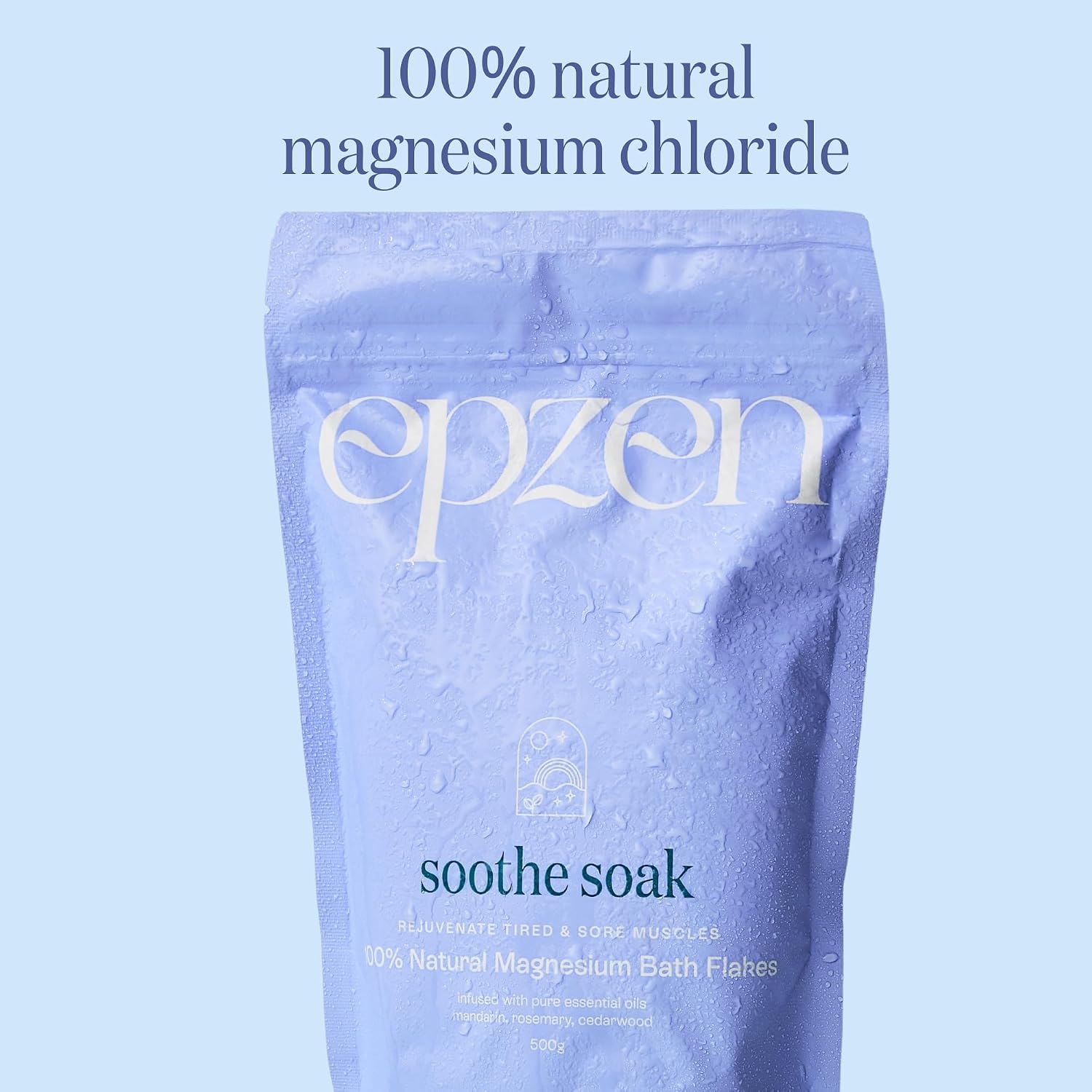 epzen Natural Magnesium Bath Flakes, Essential Oils, Rosemary, Magnesium Chloride, Paraben & Sulfate Free, Cruelty Free, 17.6oz