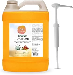 SULU Certified Organic Cold Pressed Unrefined Raw Uncut Golden Jojoba Oil- 1 Gallon/128 fluid ounces