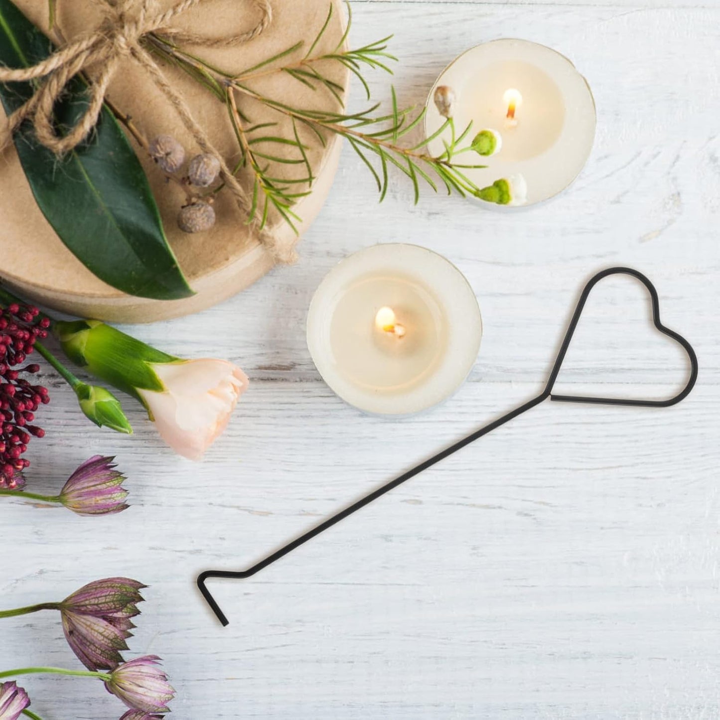 Hemoton 4Pcs Heart Design Candle Wick Dippers Stainless Steel Candle Wick Placement Tool Extinguishing Hooks Safe Accessories Set for Home