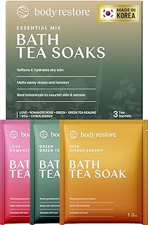 Body Restore Bath Tea Soaks Gift Set – Spa Gifts for Women, Mom, Wife & Self Care Lovers – Relaxing Botanical Bath Sachets for Stress Relief & Hydrated Skin – Essential Mix (3 Pack)