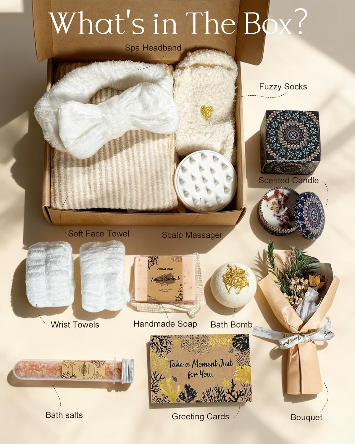 Natural Spa Gift Baskets - Natural Pampering Spa Set, Self-Care Get Well Soon Thinking of You Basket,Thank You Gifts, Unique 11pcs Gift Set for Women Wife Mom Her Birthday