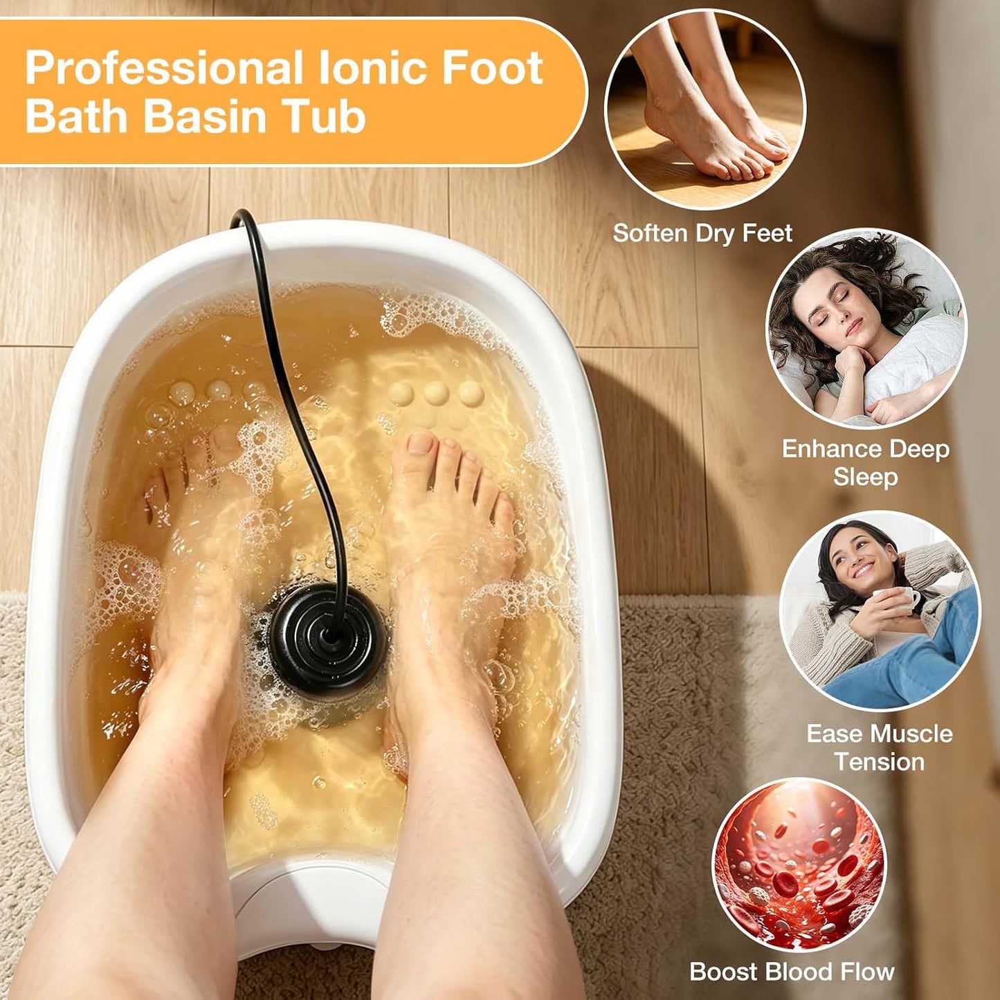 Ionic Foot Detox Tub,for All Detox Machines 100 Liners, Home/Salon | Compatible with All Detox Machines,Heavy Duty Bucket、Easy to Clean、Portable,Includes 100 Disposable Liners