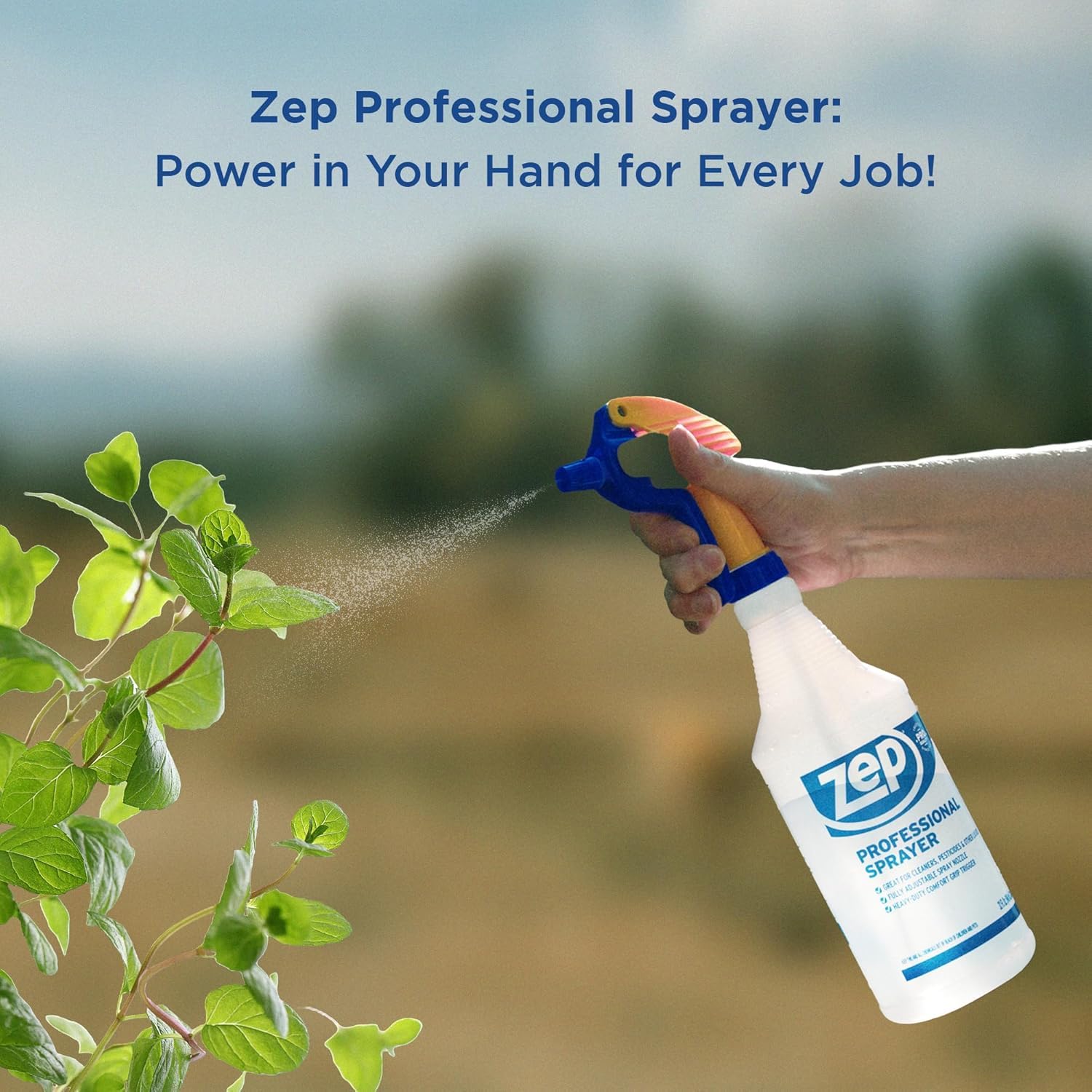 ZEP Professional Sprayer Bottle, 32 oz, Pack of 3, HDPRO1 | Versatile Adjustable Nozzle, Fine Mist or Powerful Spray, Refillable for Diluted Concentrate