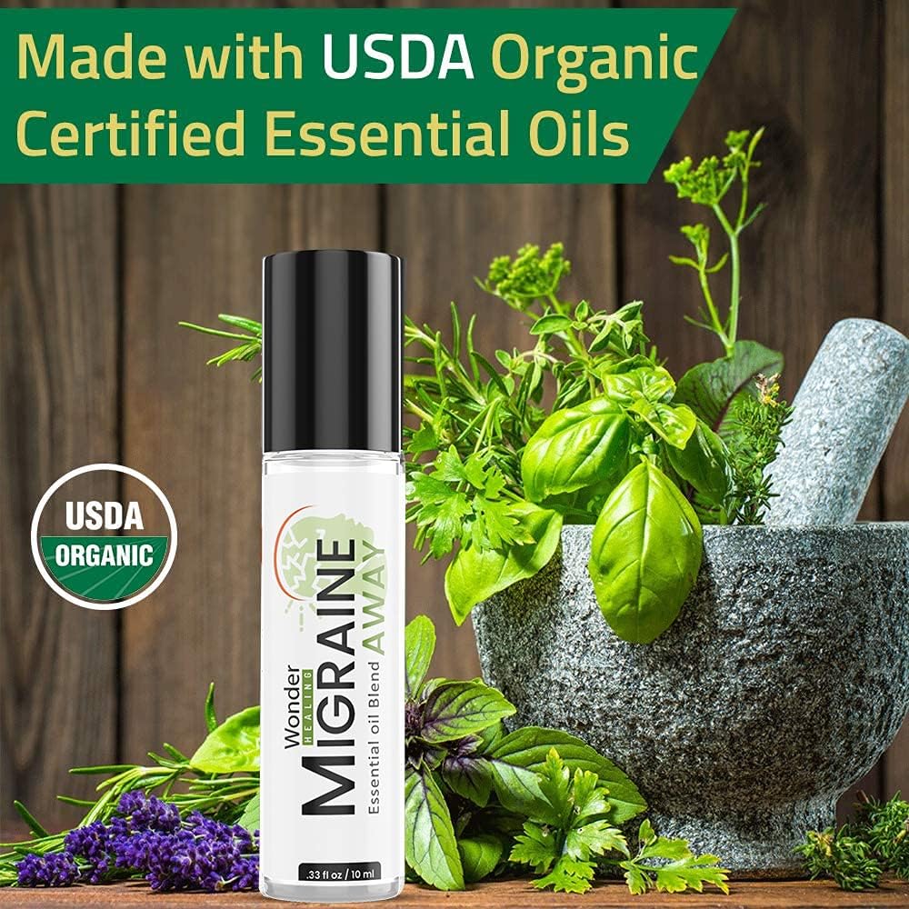 Migraine & Headache Relief – 100% Natural Essential Oil Roll-On – Cooling Peppermint, Lavender & Marjoram Blend – Ready to Use Aromatherapy Stick – 10ml (Pack of 1)