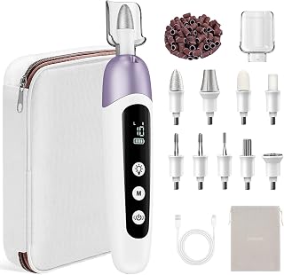 Professional Manicure Pedicure Kit with Case, Cordless Electric Nail File Set with Memory Mode&10 Speed, Portable Nail Drill Pedicure Tools for feet, Hand Foot Care Tool for Thick Nail Toenail Cuticle