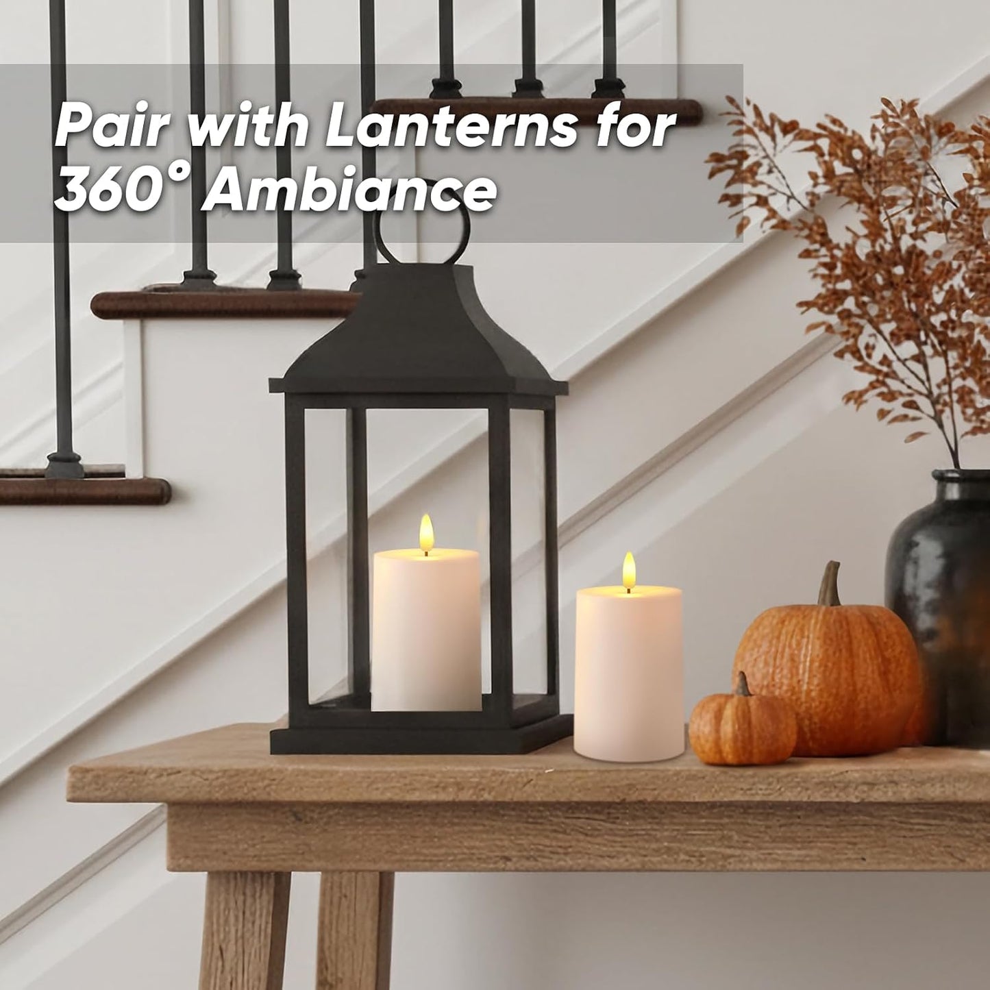 Raycare 3"x4.5" White Outdoor Waterproof Flameless Candles with Remote and Timer, Realistic LED Candles, Battery Operated Electric Fake Pillar Candles for Porch, Patio, Garden, Set of 2