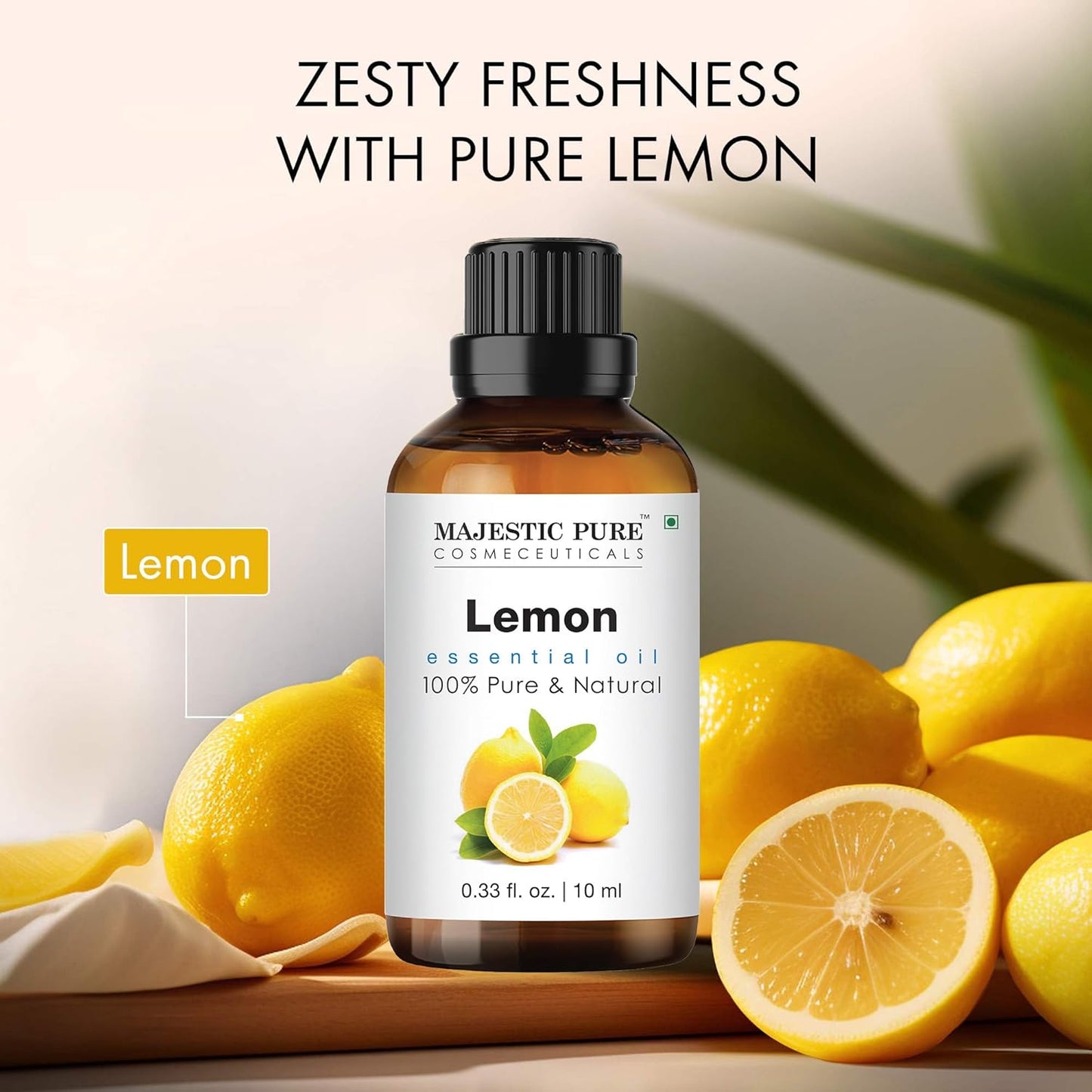Majestic Pure Lemon Essential Oil - 100% Pure Lemon Oil for Aromatherapy, Massage & Topical Uses, Perfect for Diffuser & Essential Oil Diffuser - 1 Fl Oz
