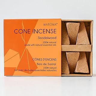 Maroma Eda Cone Incense, Sandalwood, 10 Count