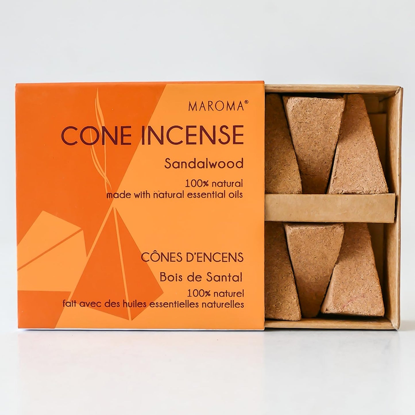 Maroma Eda Cone Incense, Sandalwood, 10 Count