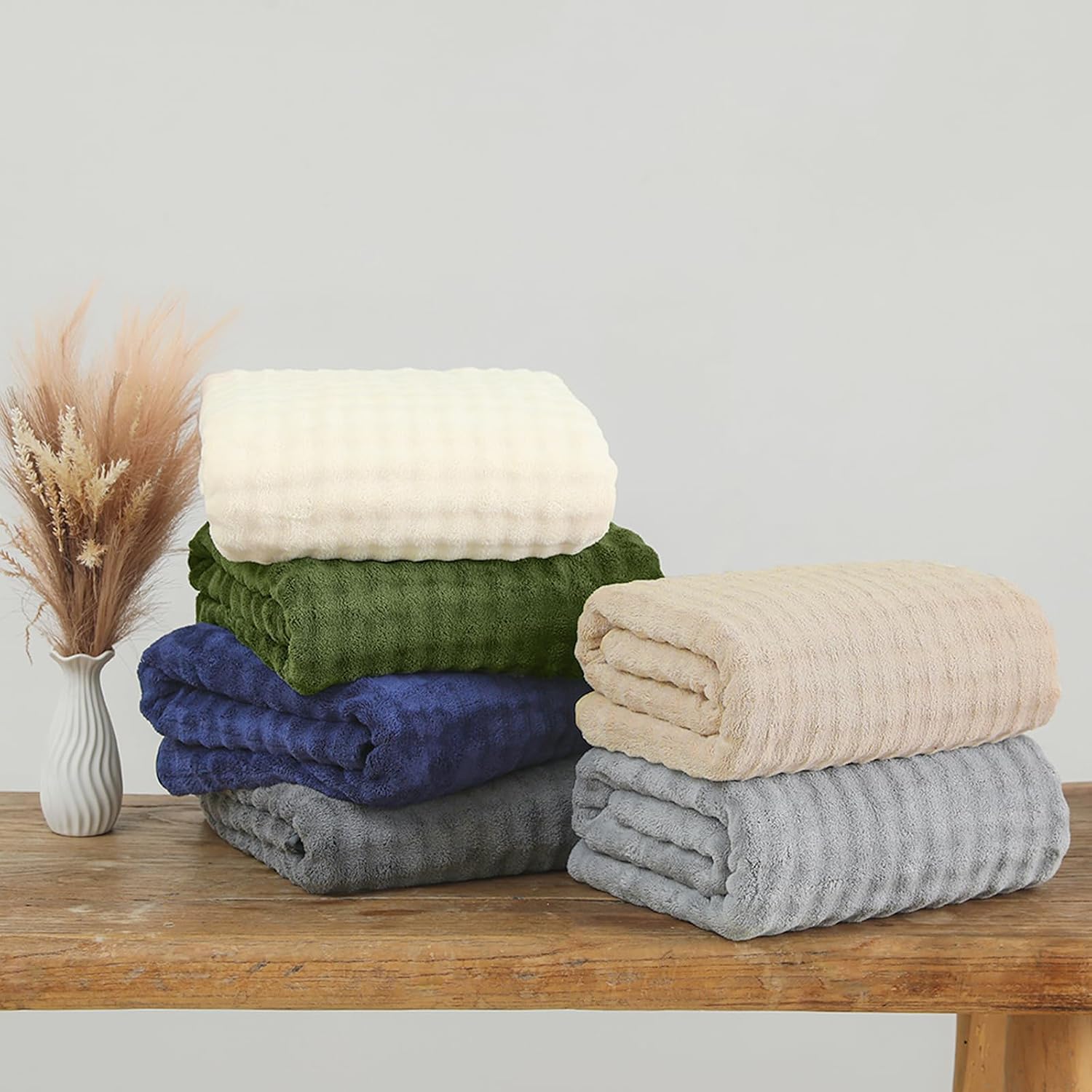 KBY Bath Towels Set 6 Piece 40x80 Inches，2 Extra Large Bath Sheets 2 Hand Towels 2 Washcloths，Highly Absorbent Quick Dry Microfiber,Ultra Soft Towel Set for Bathroom，Spa，Gym， Hotel (Olive Green)
