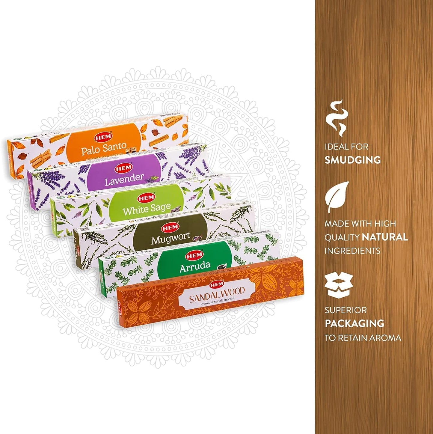 HEM Masala Assorted Natural Masala Cleansing Incense Sticks - 12 Packets (15g Each) | Natural Fragrance for Aromatic Rooms | Odor Remover Incense for Stress Relief & Relaxation