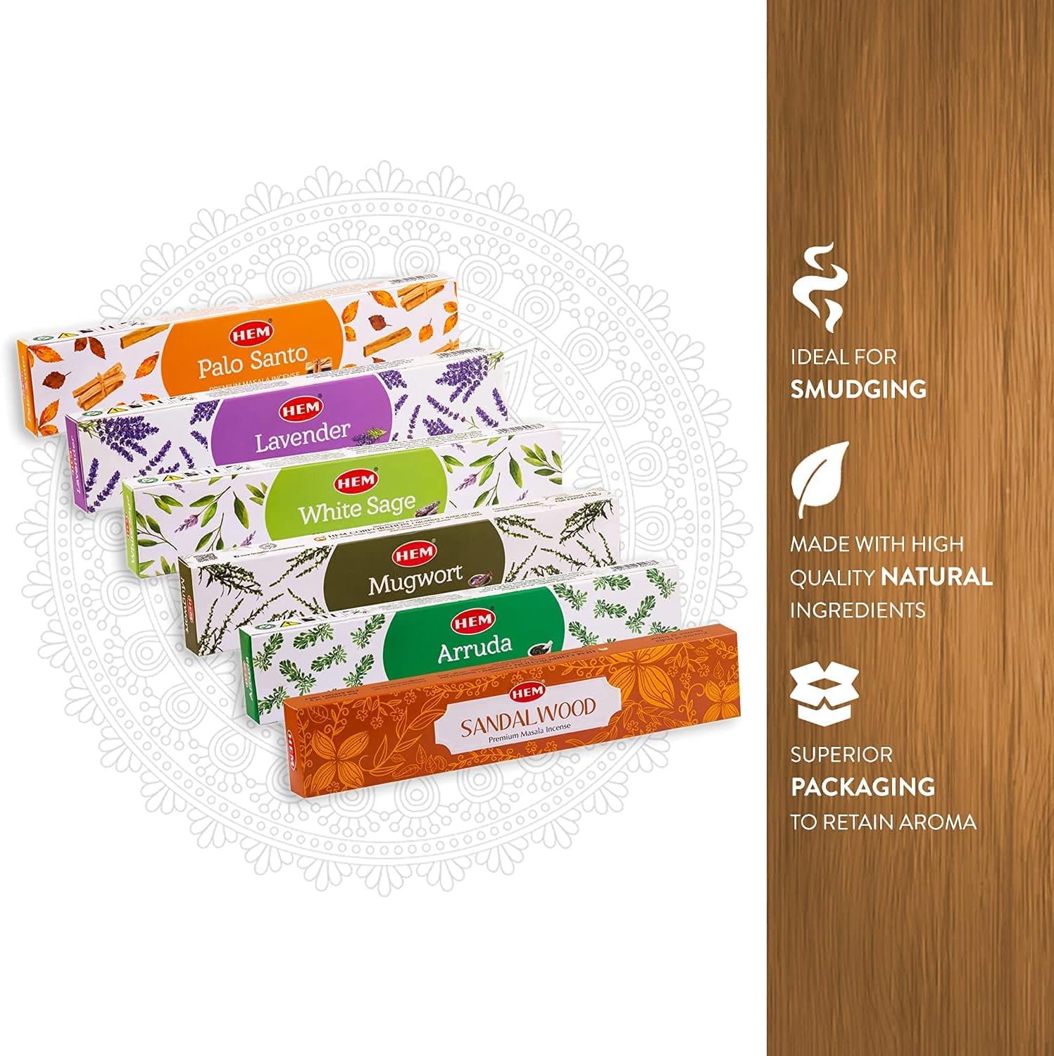 HEM Masala Assorted Natural Masala Cleansing Incense Sticks - 12 Packets (15g Each) | Natural Fragrance for Aromatic Rooms | Odor Remover Incense for Stress Relief & Relaxation