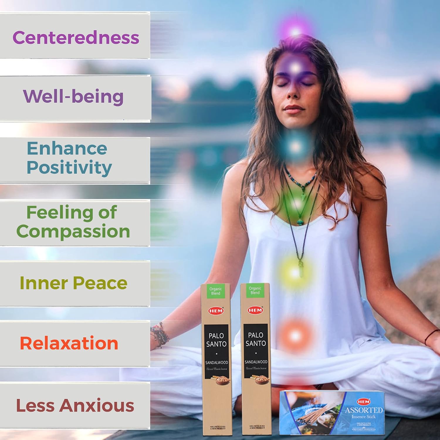 Hem Assorted Incense Sticks Variety 6 Packs x 15 GMS - Aromatherapy Insence for Air Purifier,Insents Stick Gift Set, Perfect for Meditation and Relaxation (Palo Santo)