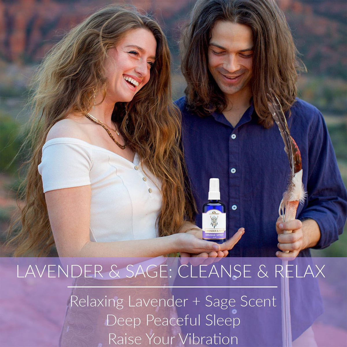 Lavender &amp; Sage Smudge Spray (114ml), Lavender Spray with White Sage Aromatherapy Mist, Calm &amp; Cleansing Negative Energy, Spiritual Room Spray, Smokeless Smudge Spray, Yoga Spray