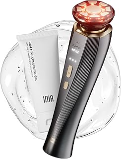 INIA 3-in-1 Red Light Therapy for Face and Neck Beauty Device for Puffiness & Skin Firming Skincare Tool (Black)