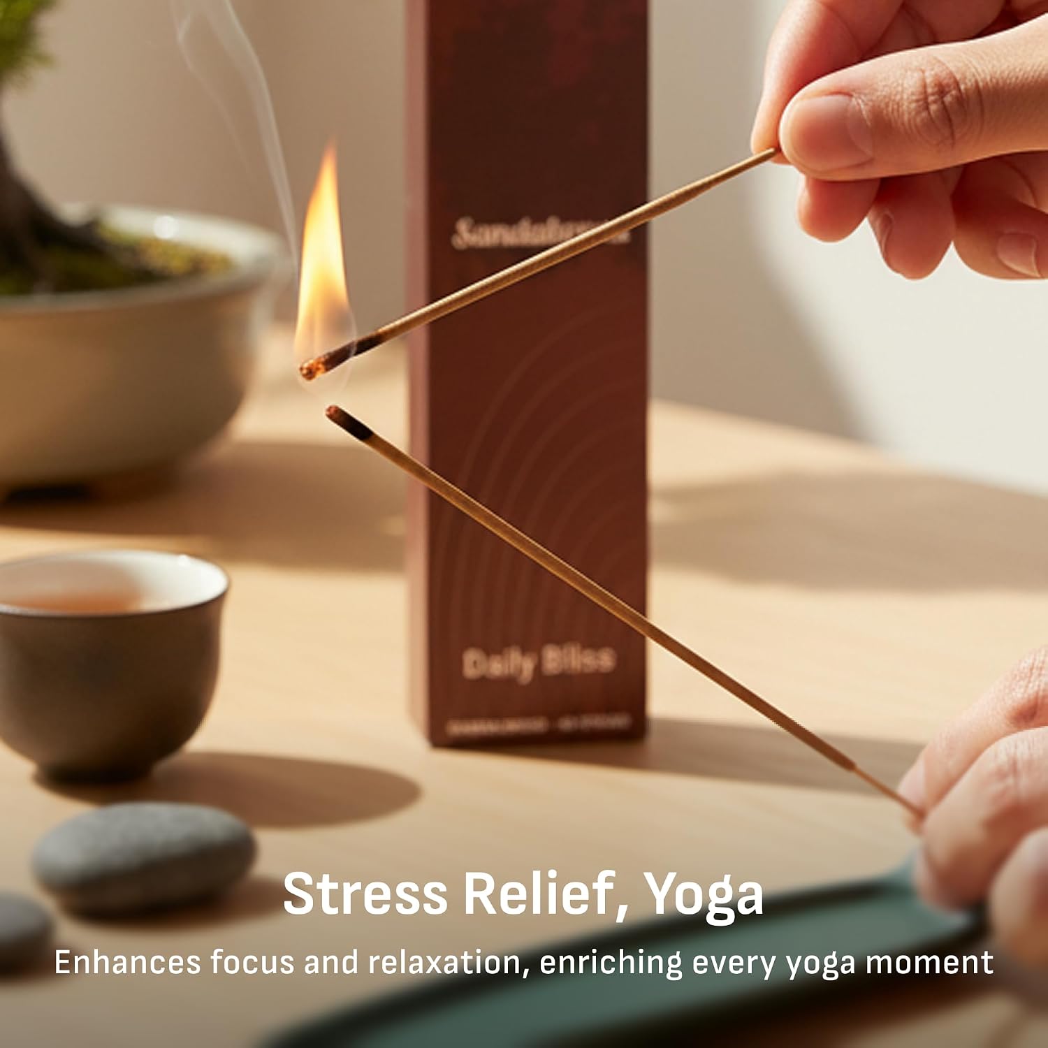 M.Y.T Sandalwood Natural Incense Gift Set – Long-Lasting Woody Aroma – Low Smoke, Clean Burn – Perfect for Meditation, Yoga & Stress Relief – 20 Sticks x 3 Packs