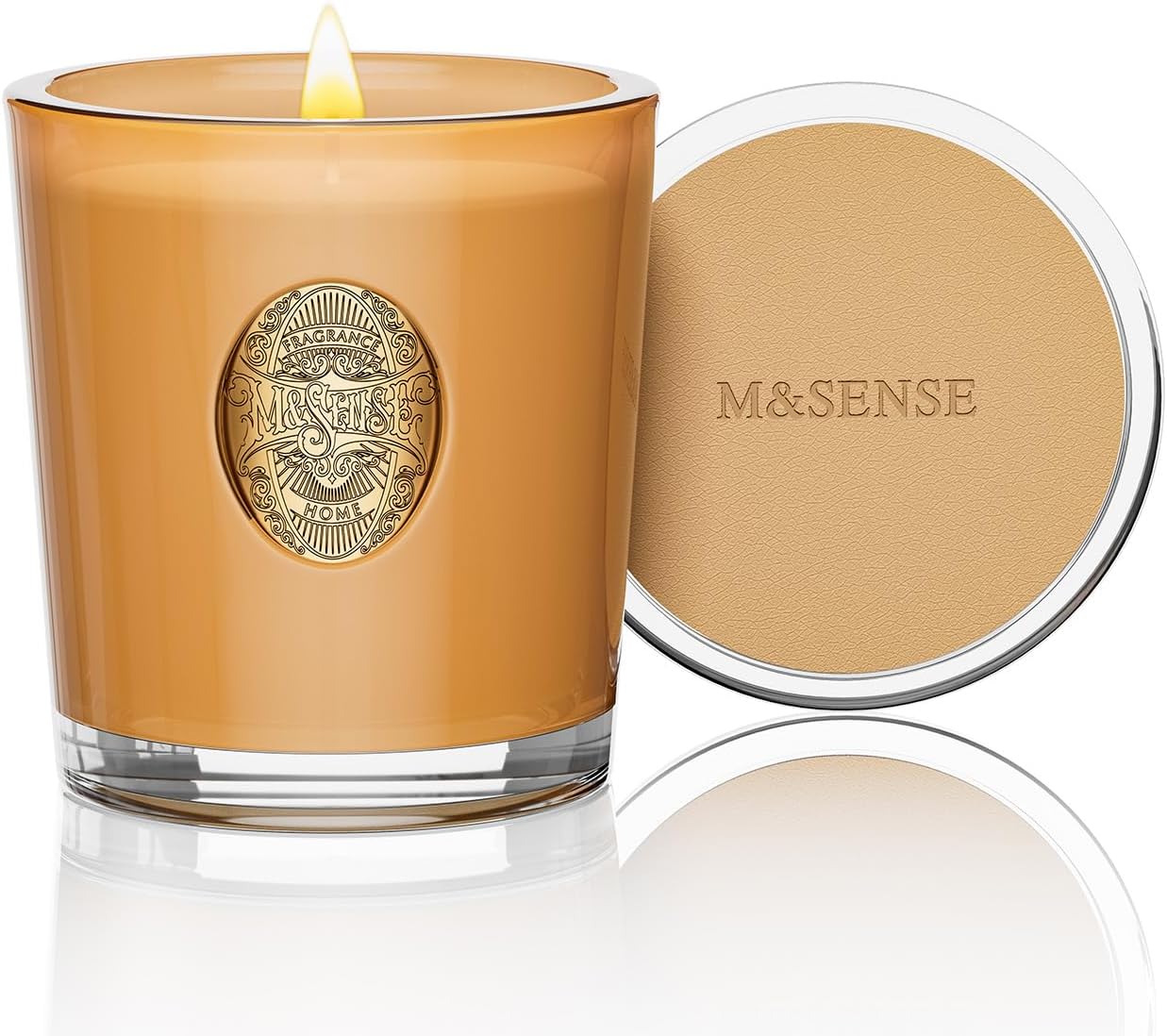 M&SENSE Natural Soy Candle| Santal Brown | 10.2 oz, 55H Burn | Luxury Scented Candle for Relaxation, Gifting, Home Décor | for Bedroom, Office, Party