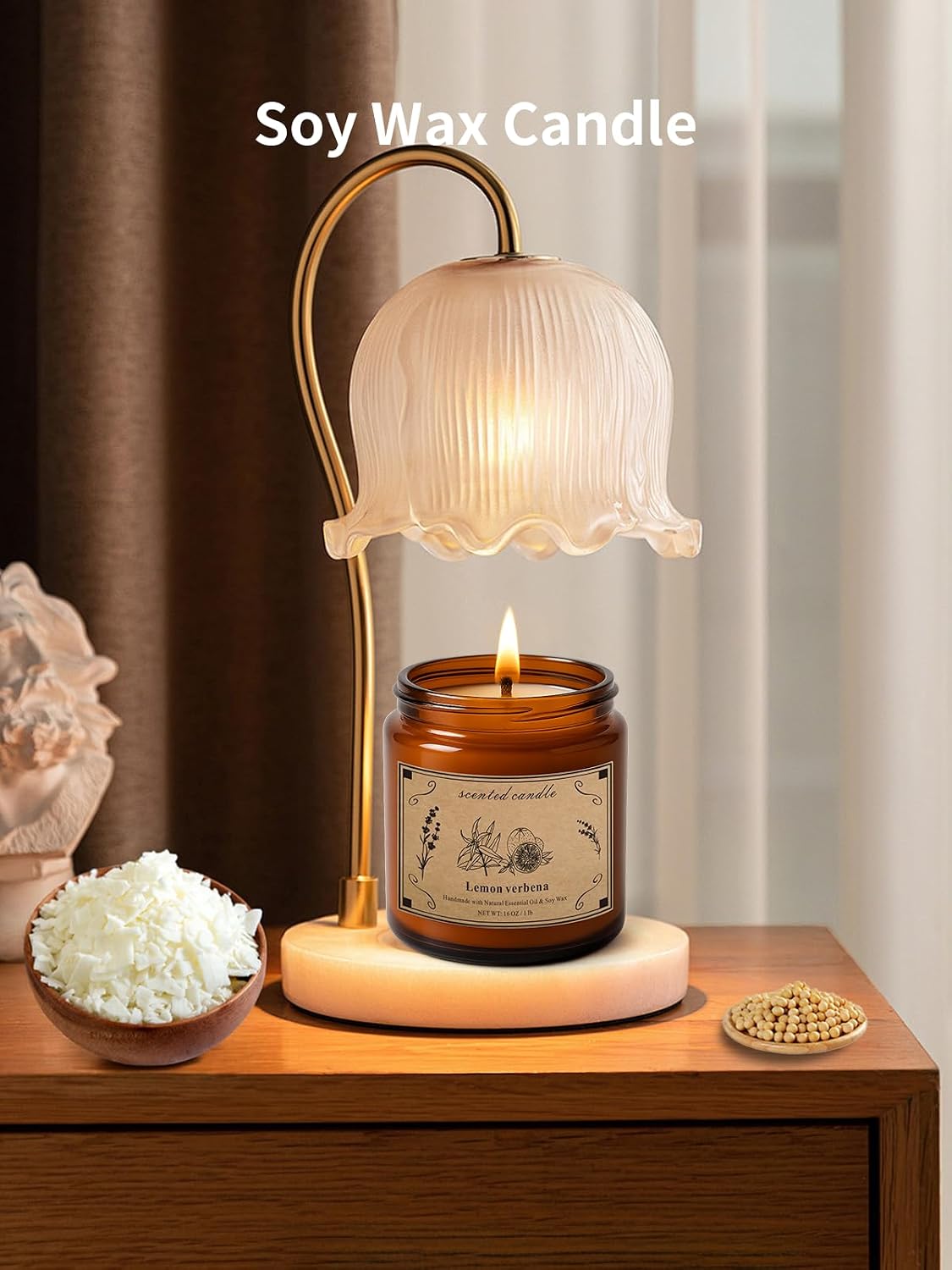 Scented Candles for Home, 16oz Large Jar Scented Candle – Lemon Verbena Soy Wax Candle with 100 Hour Burn Time, Long Lasting Aromatherapy Candle for Home Fragrance, Relaxation & Gift for Women/Men