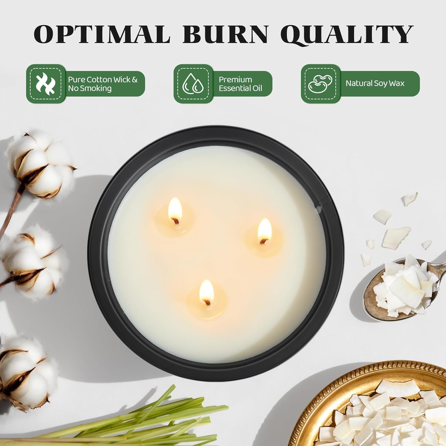 Citronella Candles Outdoor Large 23oz 3-Wick Natural Citronella Lemongrass Soy Wax Bucket Candle Up to 100 Hours Outdoor Candles for Patio,Yard,Fishing,Home Decor,Backyard in Summer