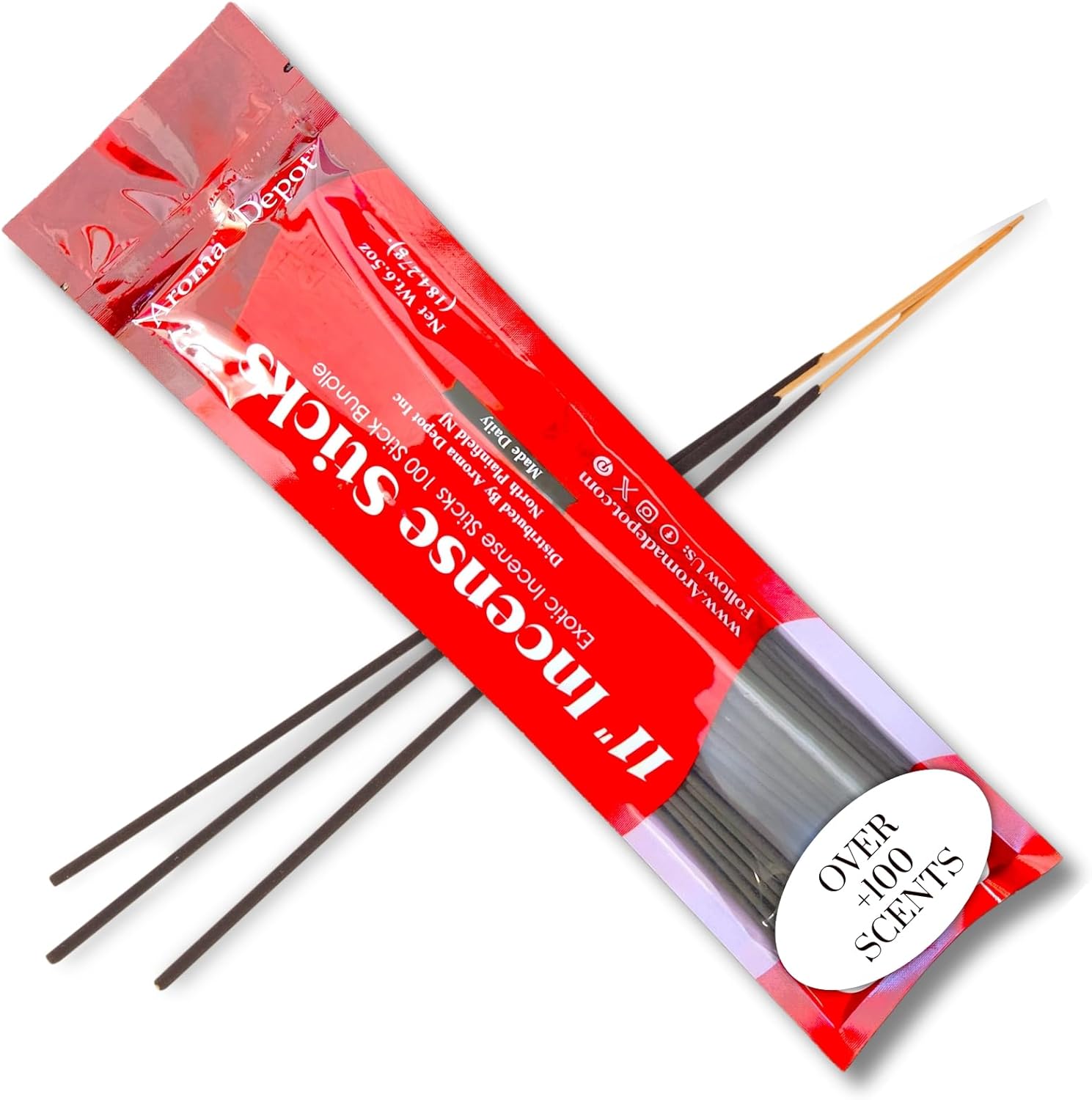 Kush Most Exotic 11'' Incense Sticks. Approx. 85 to 100 Sticks Per Bundle, Each Natural Stick Burns for 45 mins to 1 Hour Each. Long Lasting Guarantee 100% Pure
