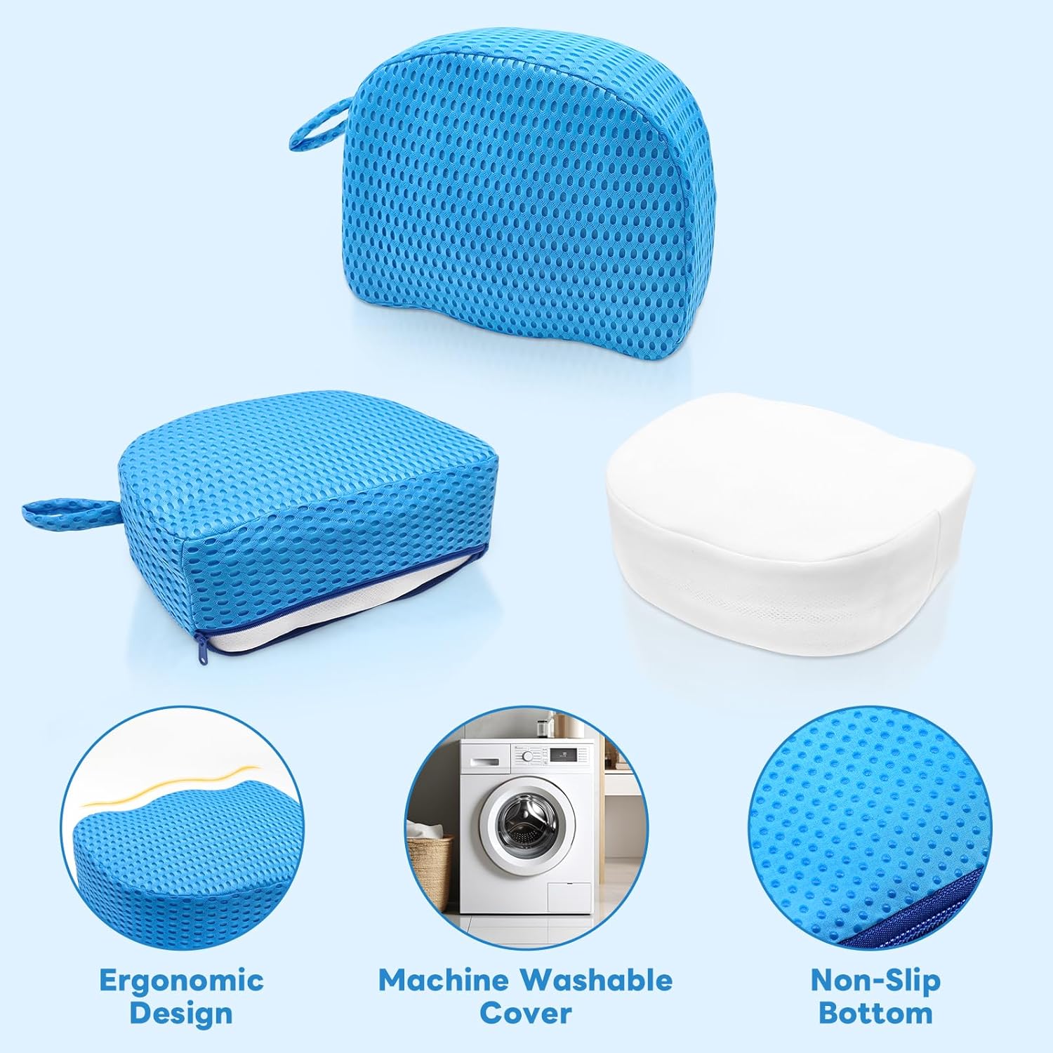 Hot Tub Booster Seat for Adults, 5" Extra Thick Weighted Spa Cushion with 4+ lbs Core, No Floating Quick Sink Design, 3D Air Mesh, Non-Slip Seat Riser for Jacuzzi & Bathtub (Blue)
