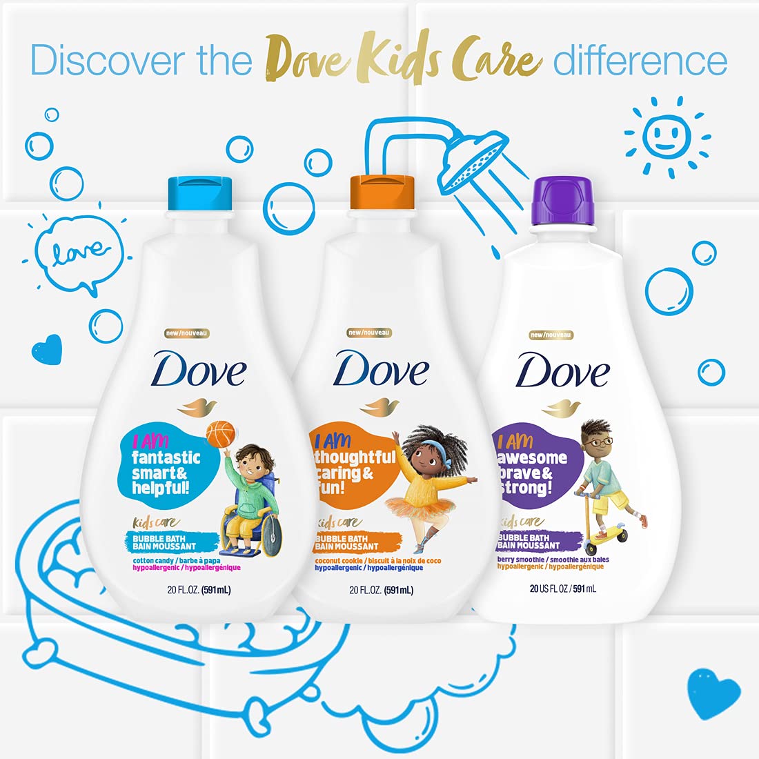 Dove Foaming Body Wash For Kids 4 Count Berry Smoothie Hypoallergenic Skin Care 13.5 oz
