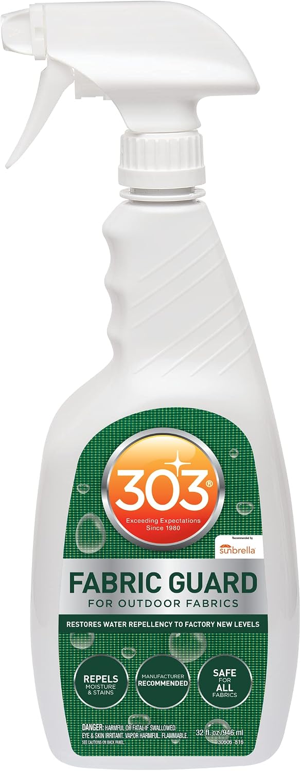 303 Products Fabric Guard, Water Repellent Spray for Outdoor Fabrics – Protects Upholstery, Cushions & Canvas, Stain Protection, Sunbrella Recommended, 32 oz