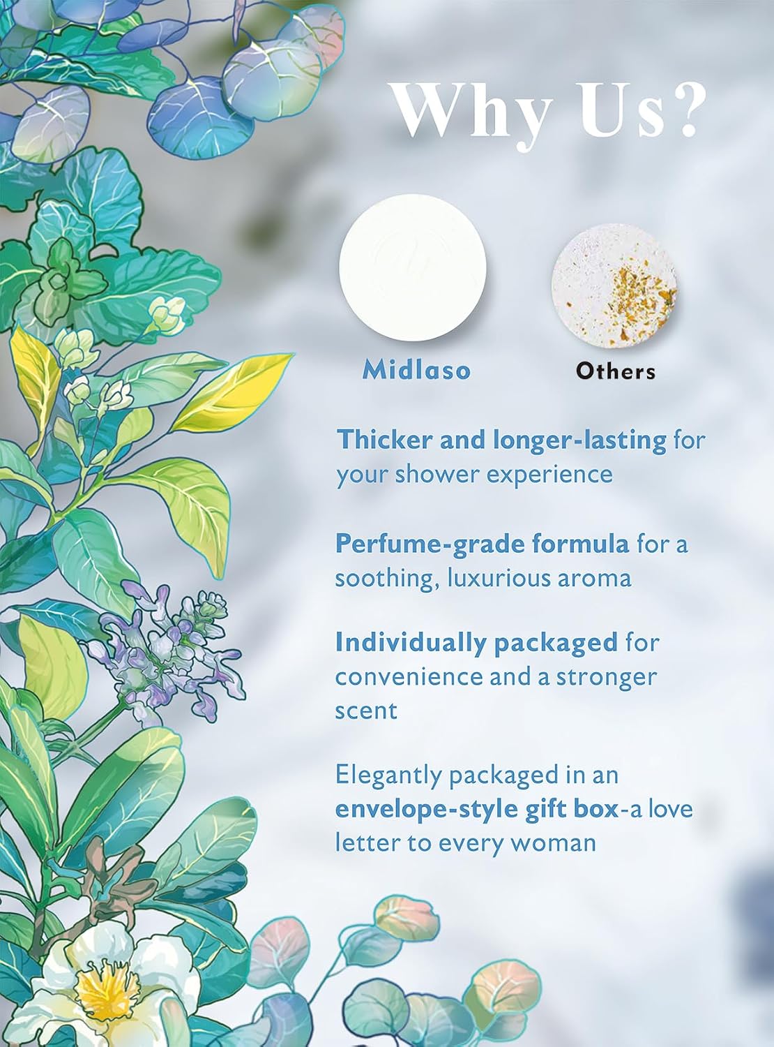 Shower Steamers Aromatherapy - Valentine's Day Gifts for Women, 6 Scents Eucalyptus and Mint Shower Bombs Long Lasting, Individually Wrapped, Stocking Stuffers for Women, Blue