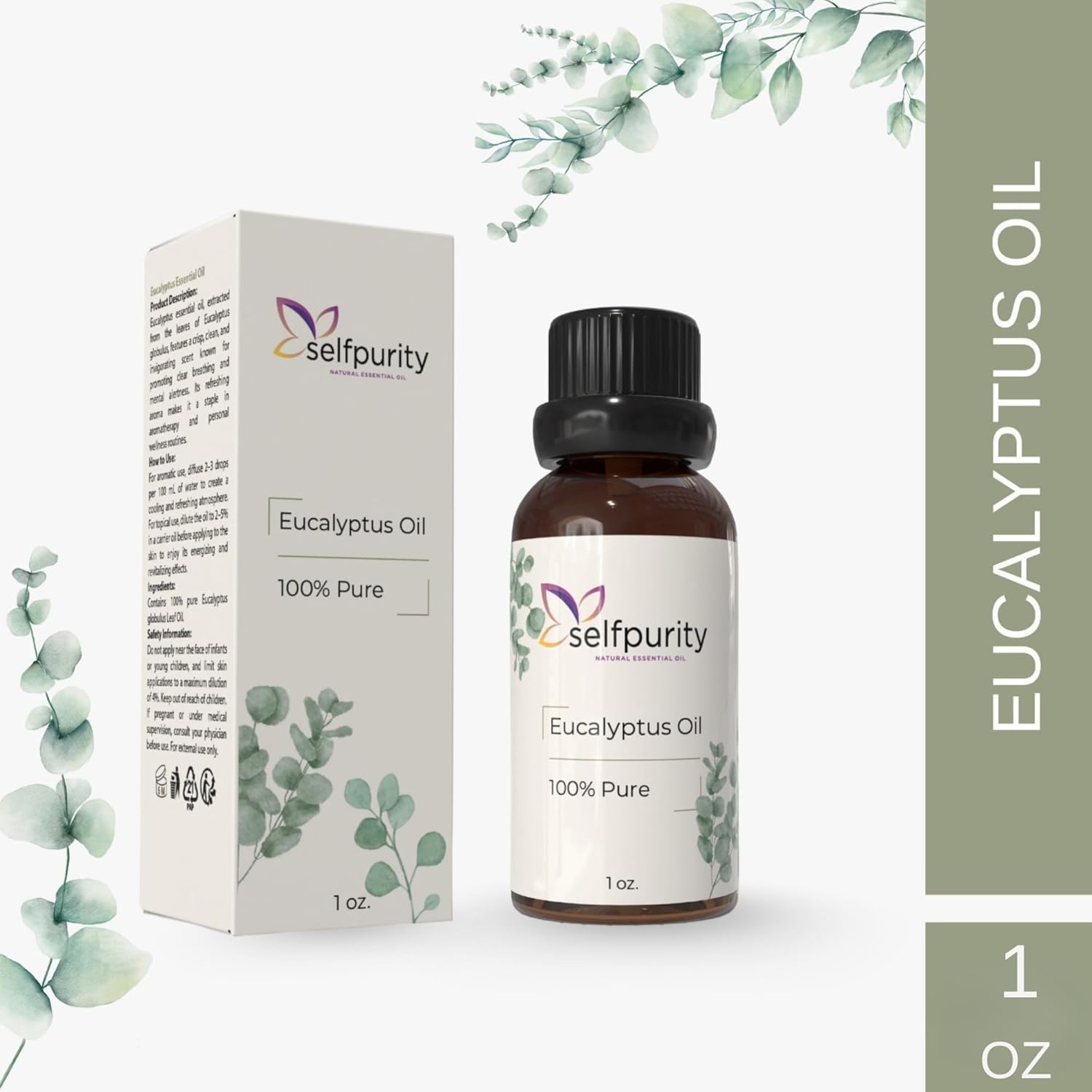 Eucalyptus Essential Oil 1 Oz (30ml) – 100% Pure Natural Eucalyptus Oil for Aromatherapy Diffuser, Skin & Hair Care, Massage, Soap & Candle Making – Premium Grade