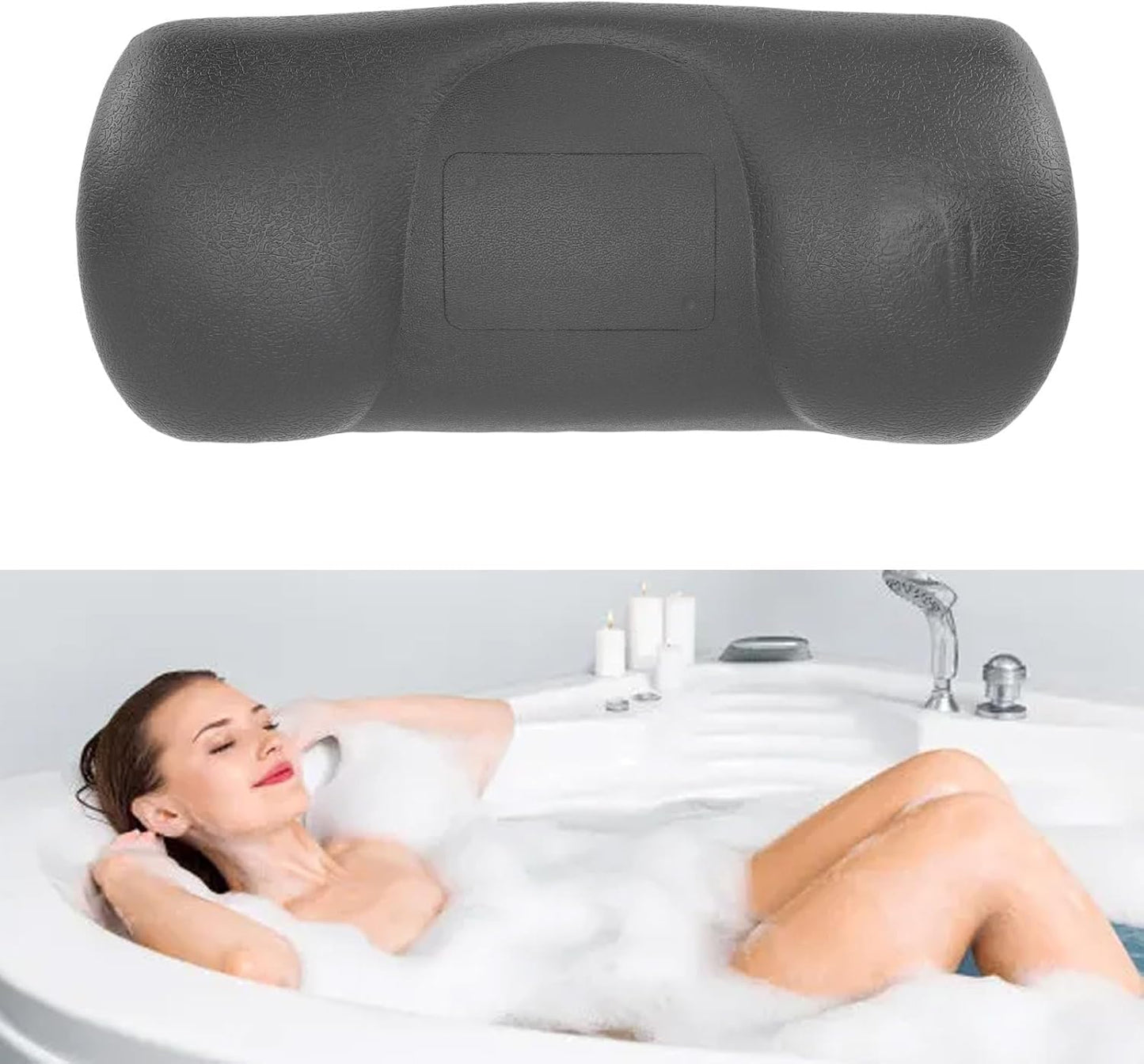 Bathtub Pillow, PU Suction Cup Bath Cushion Bathing Accessories for Home Bathroom Hot Tub Spa