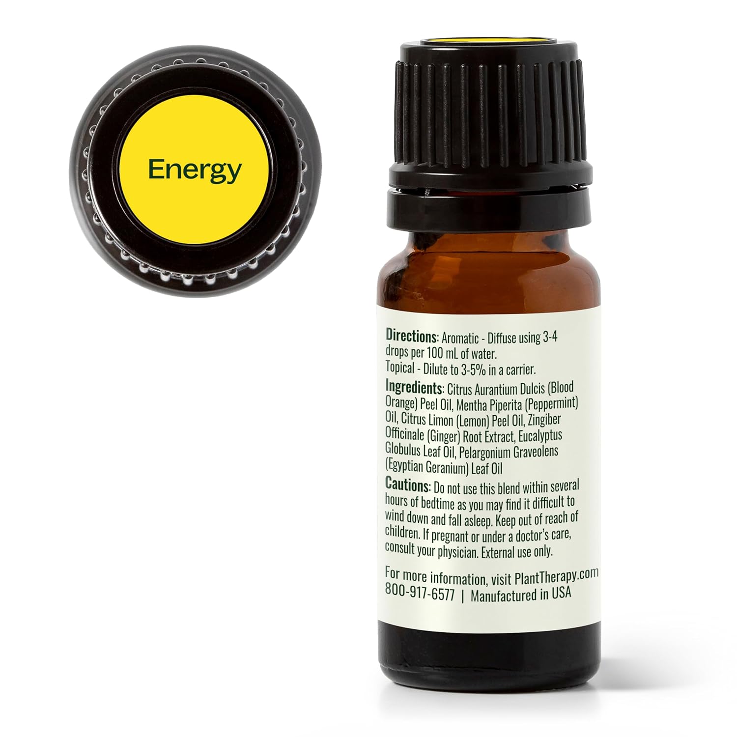 Plant Therapy Energy Essential Oil Blend 10 mL (1/3 oz) 100% Pure, Undiluted, Aromatherapy, Refreshing, Natural Energy Blend with Citrus and Peppermint