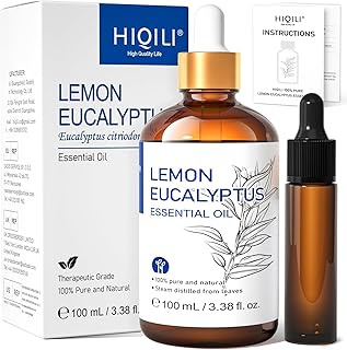 HIQILI Lemon Eucalyptus Oil, for Spary, Diffuser, Indoors, Outdoors, Garden, Yard, 100% Pure Natural - 3.38 Fl Oz