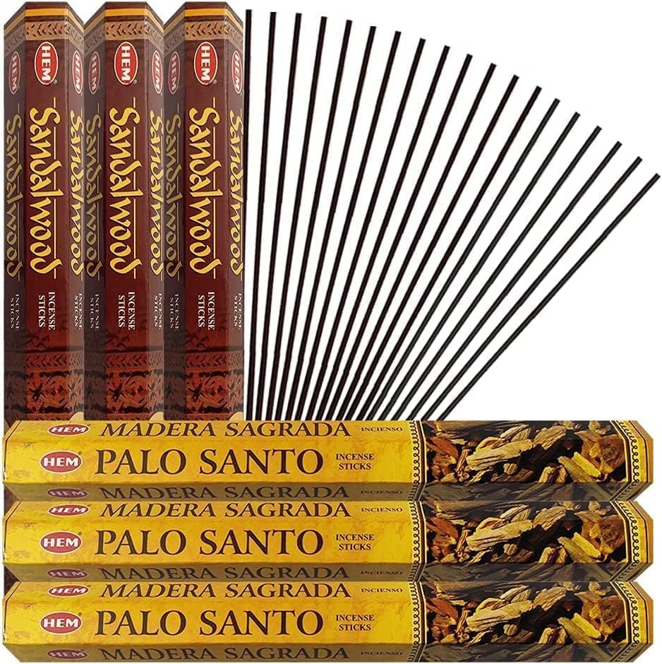 Palo Santo & Sandalwood Incense Sticks & Holder Bundle Variety Pack from Hem Trumiri Insense Insence
