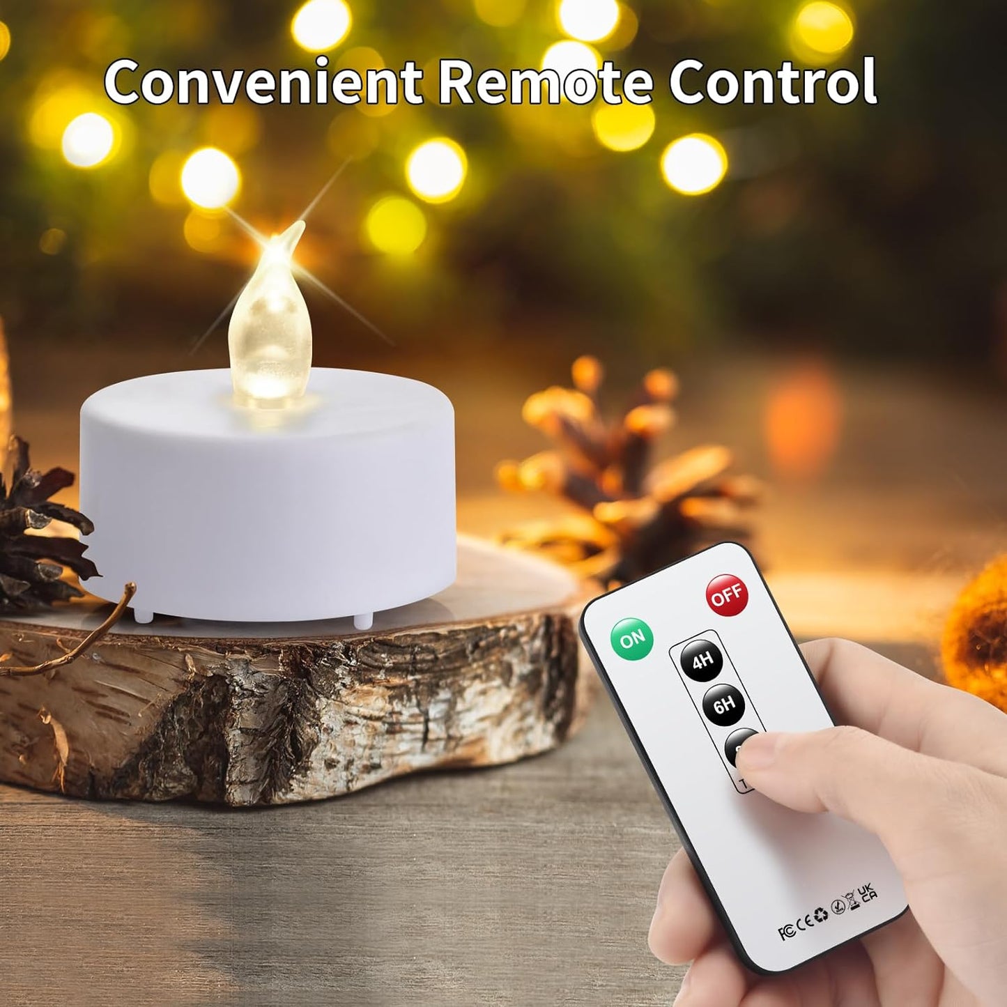Remote Control LED Tea Lights Battery Operated Flameless Candles 5Pcs Realistic and Bright Flickering Long Lasting 400 Hours Electric Candles for Christmas Home Party Wedding Decor (White)