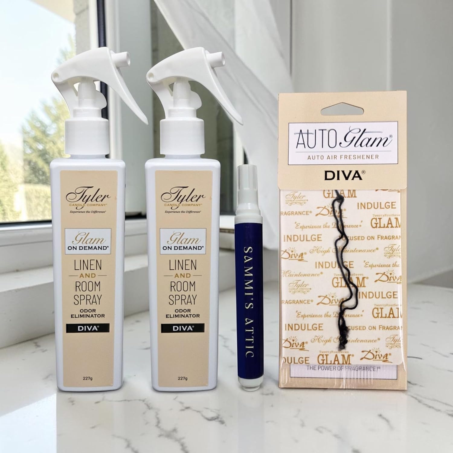 Tyler Diva Room Spray - Glam on Demand 2 Pack - Tyler Linen and Room Spray Bundle with AutoGlam and Stain Remover Pen - Diva Air Freshener and Odor Eliminator