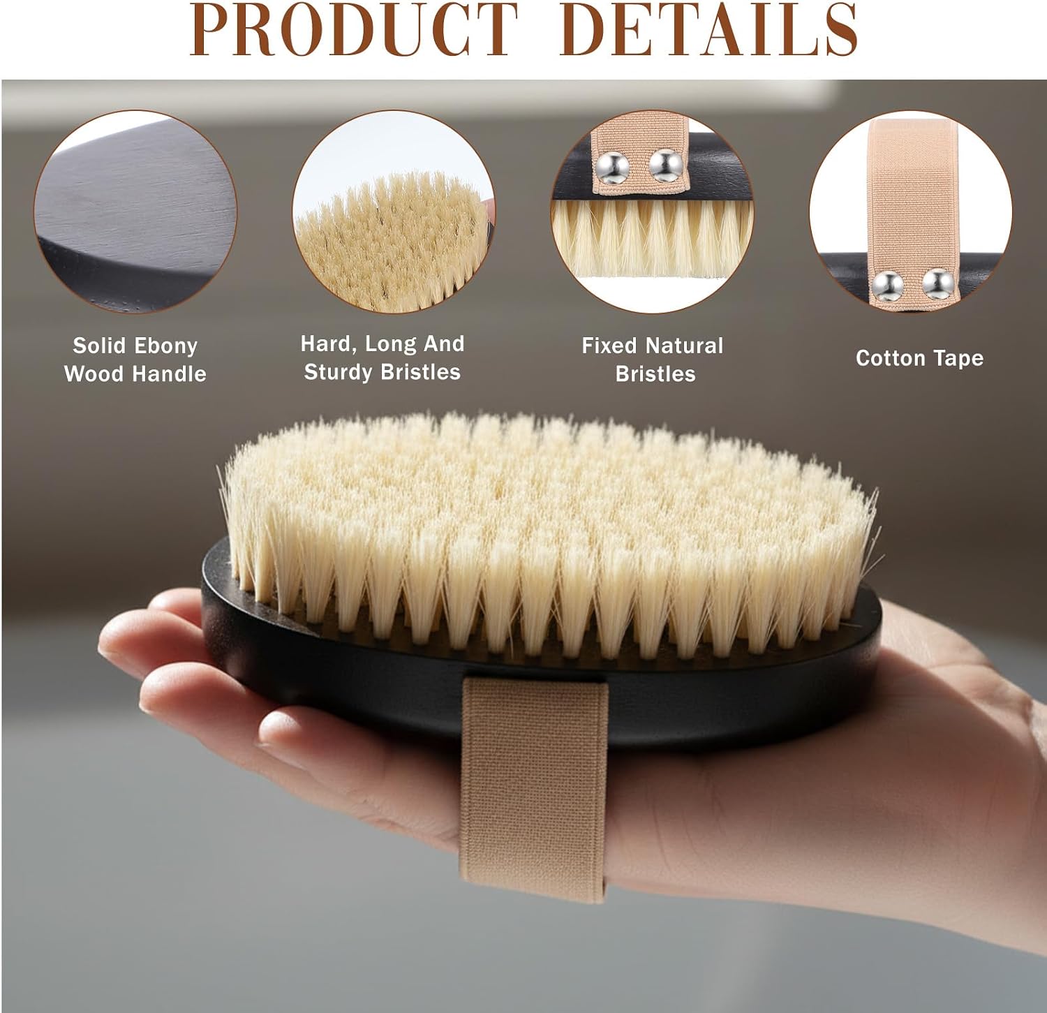 Face Body Scrub Brushes Dry Brushing Body Brush Shower Bath Brush Natural Boar Bristle Dry Brushing Exfoliating for Cleaning Exfoliator Scrubber Women Men
