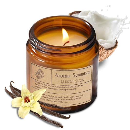 Organic Coconut Vanilla Candles - Non Toxic Soy Candles for Home