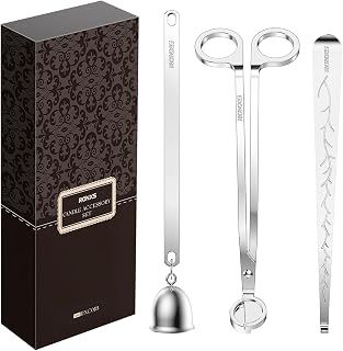RONXS 3 in 1 Candle Wick Trimmer Set Candle Accessory Wick Cutter, Candle Snuffer Extinguisher, Candle Wick Dipper with Gift Package for Candle Lovers (Silver)